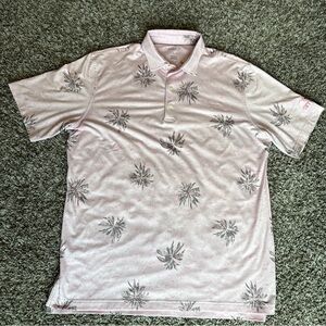 NWOT johnnie-O Men’s Henrich Light Pink Palm Tree Polo Shirt Large